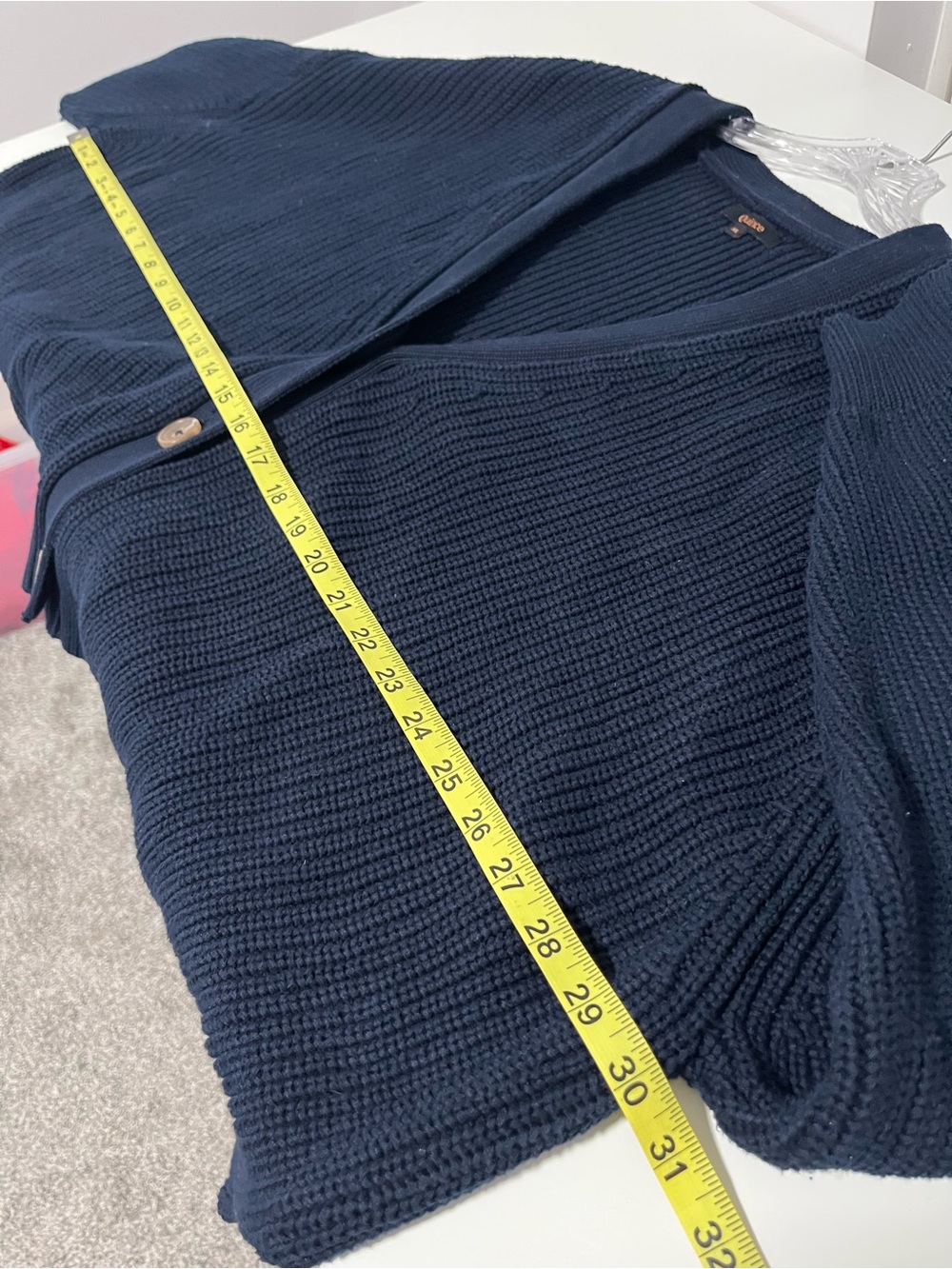 Quince Organic Cotton Fisherman Cropped Boxy Cardigan Sweater Chunky Blue XL - Picture 8 of 9